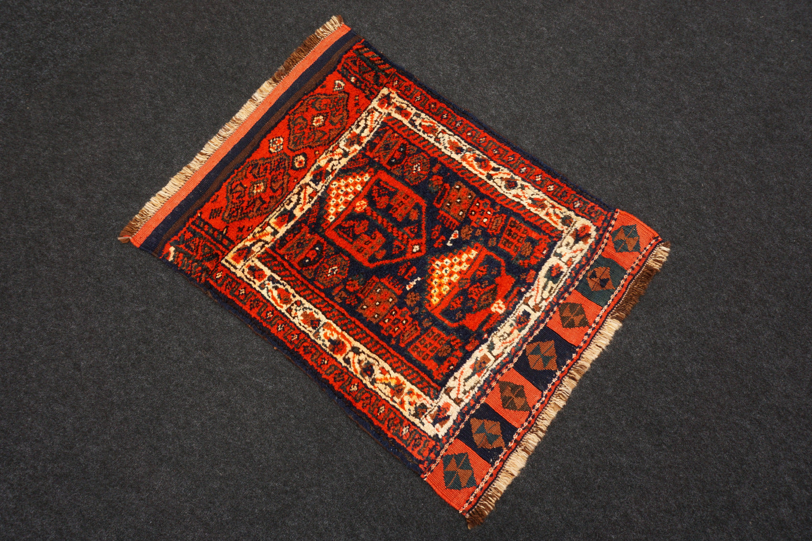 Afschar Orient Teppich 86 x 66 cm Schiraz Alt Nomaden Perserteppich