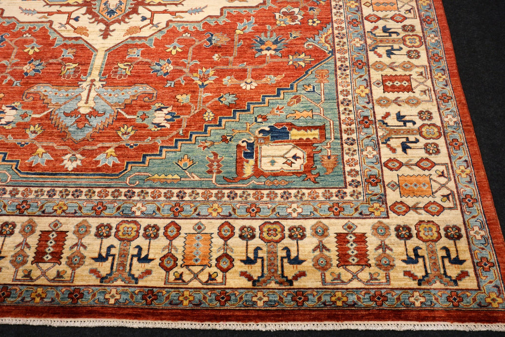 Heriz Serapi Orientteppich - Beige, Rot und Hellblau