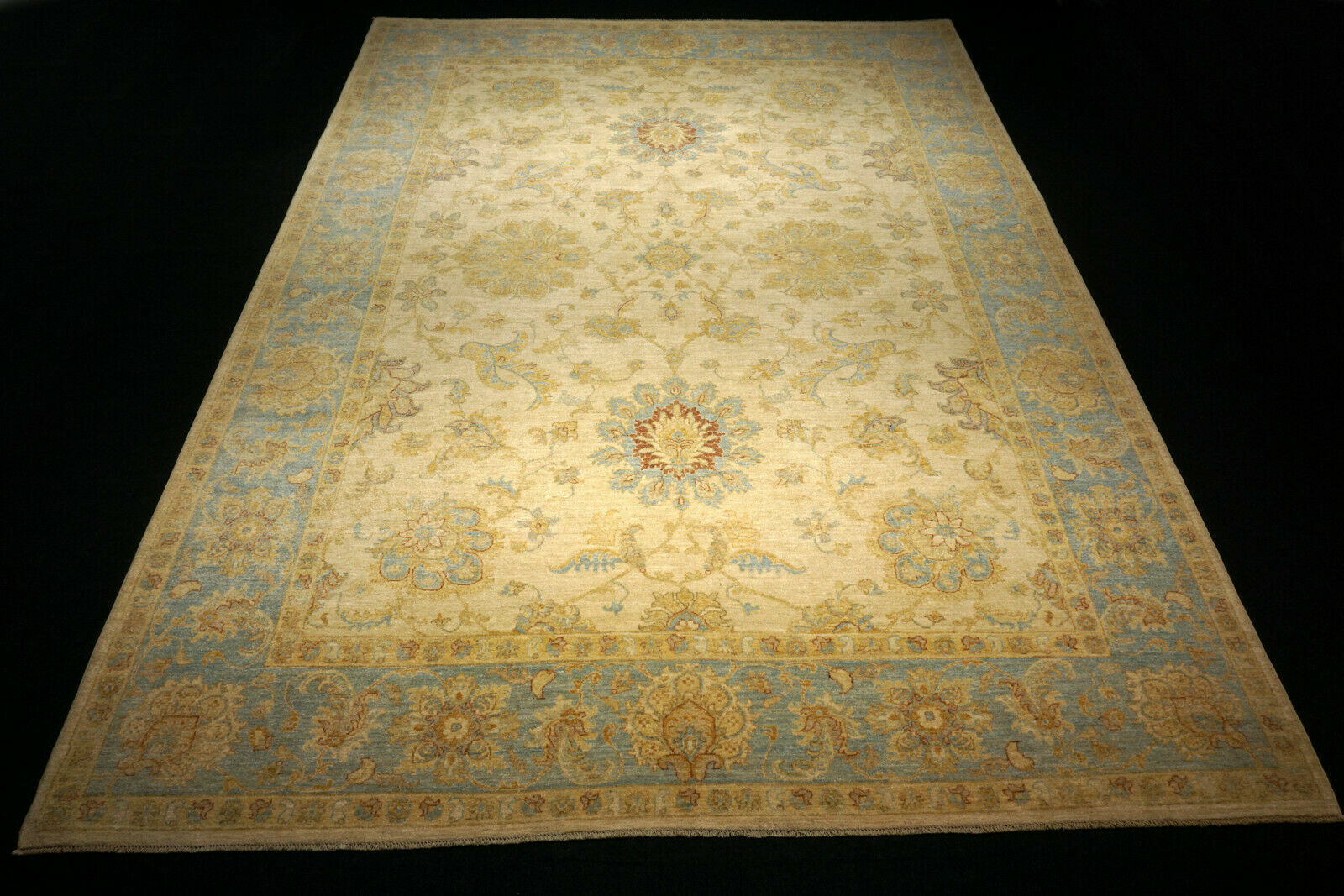 Ziegler 372 x 276 cm Beige Himmelblau Orient Teppich Handgeknüpft