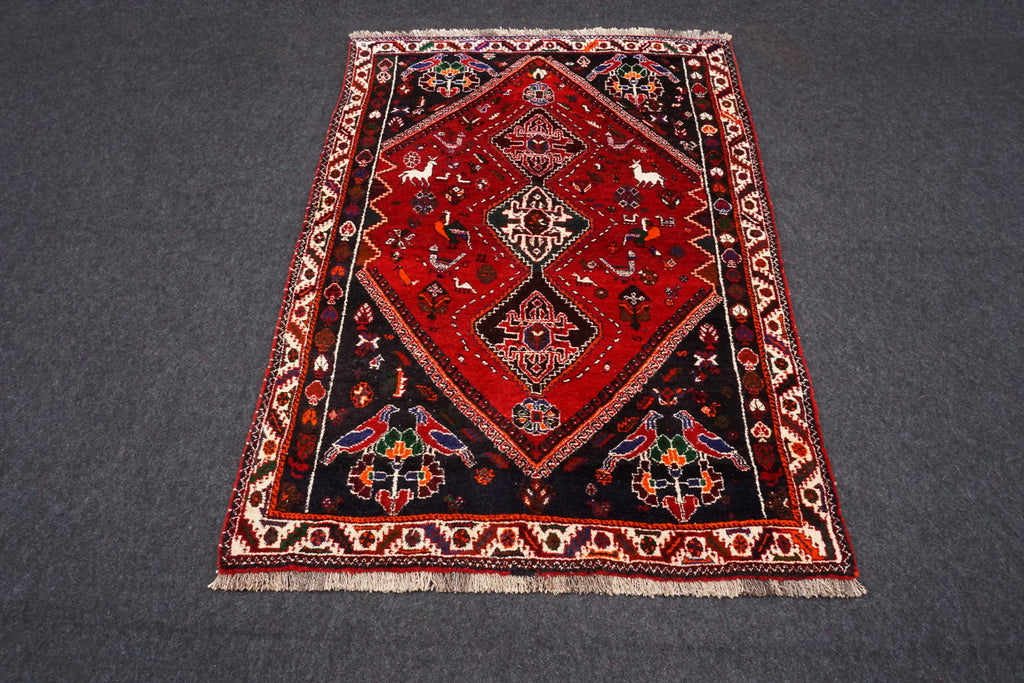 Gaschgai Schiraz 175 x 120 cm Dunkelrot Perserteppich Handgeknüpft