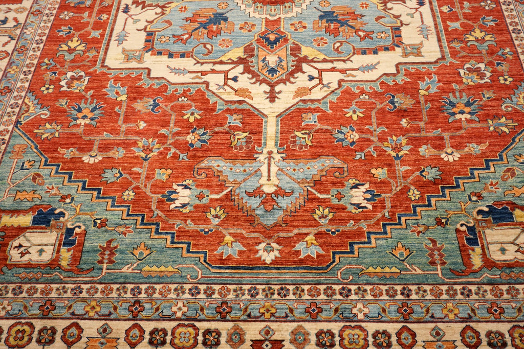 Heriz Serapi Orientteppich - Beige, Rot und Hellblau