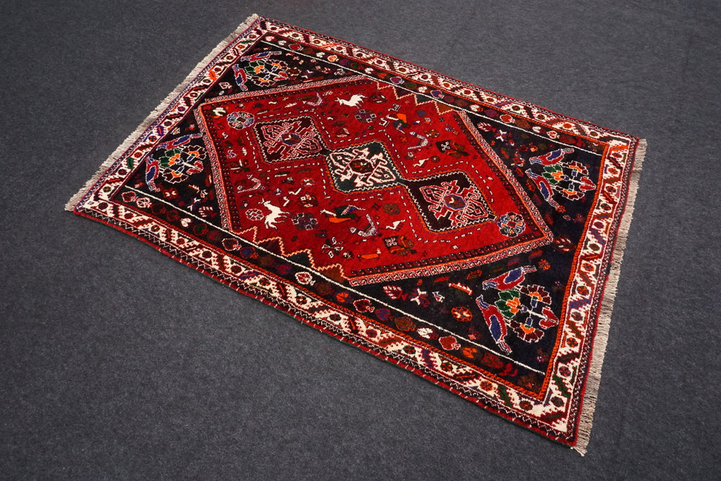 Gaschgai Schiraz 175 x 120 cm Dunkelrot Perserteppich Handgeknüpft