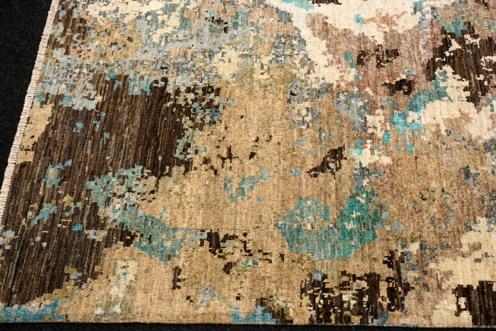 Designerteppich - abstrakt in Braun, Beige und Türkis