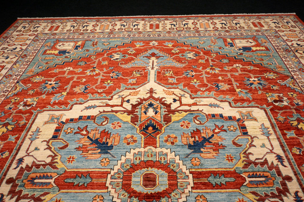 Heriz Serapi Orientteppich - Beige, Rot und Hellblau