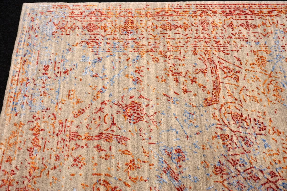 Designerteppich - Nain-Stil in Beige, Rot und Blau