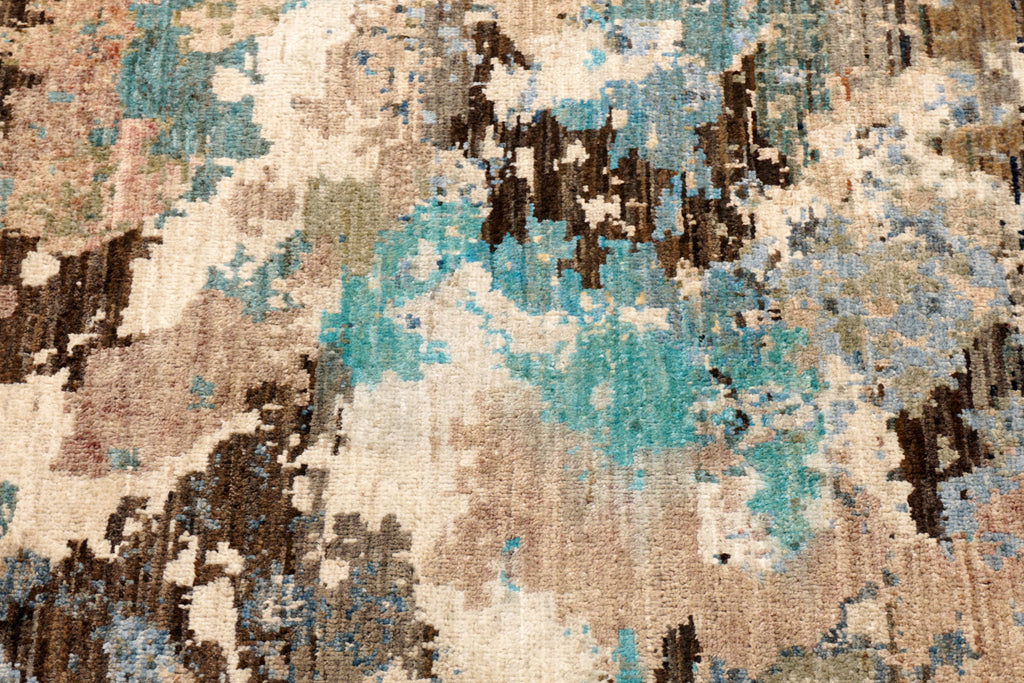 Designerteppich - abstrakt in Braun, Beige und Türkis