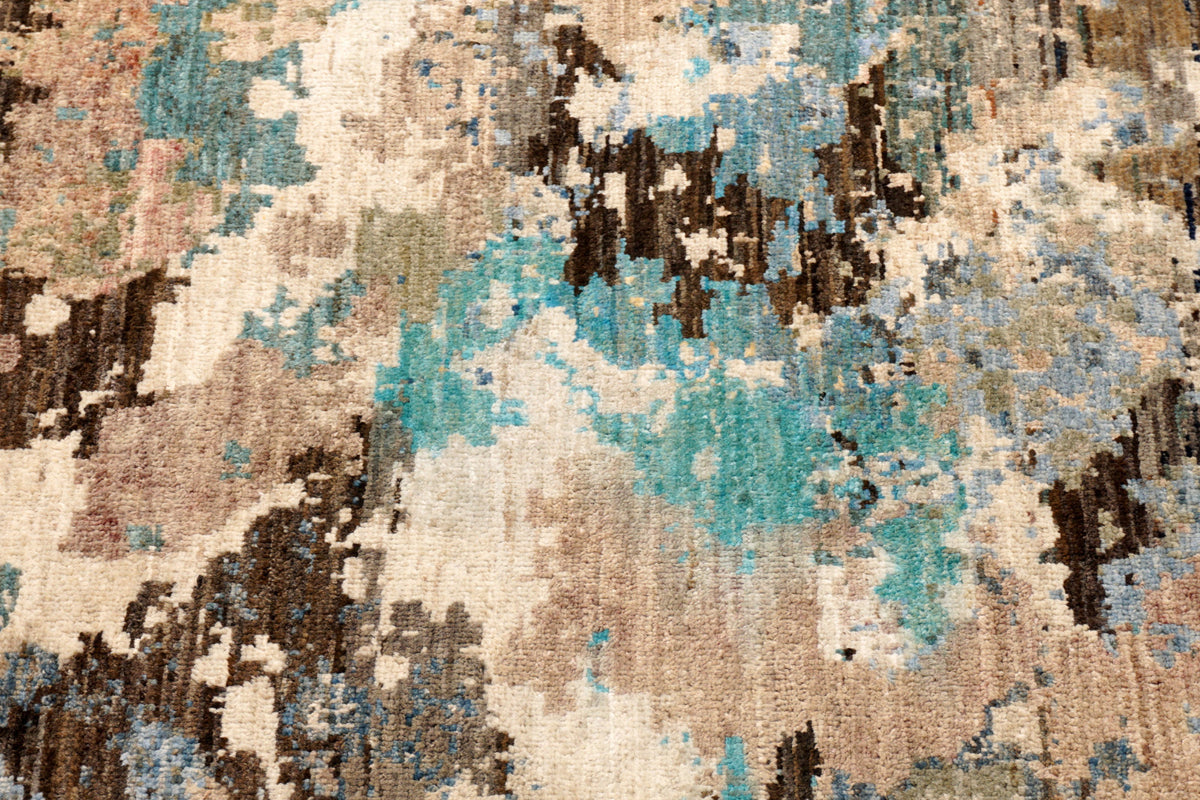 Designerteppich - abstrakt in Braun, Beige und Türkis