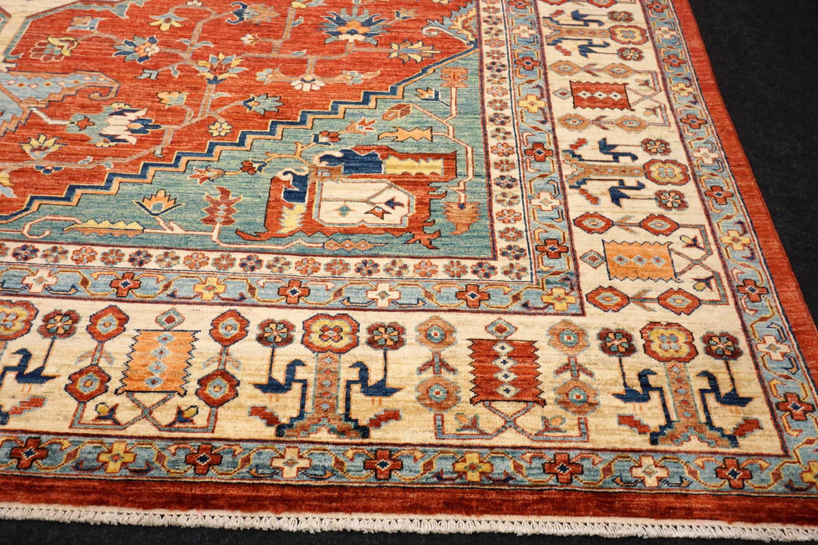 Heriz Serapi Orientteppich - Beige, Rot und Hellblau
