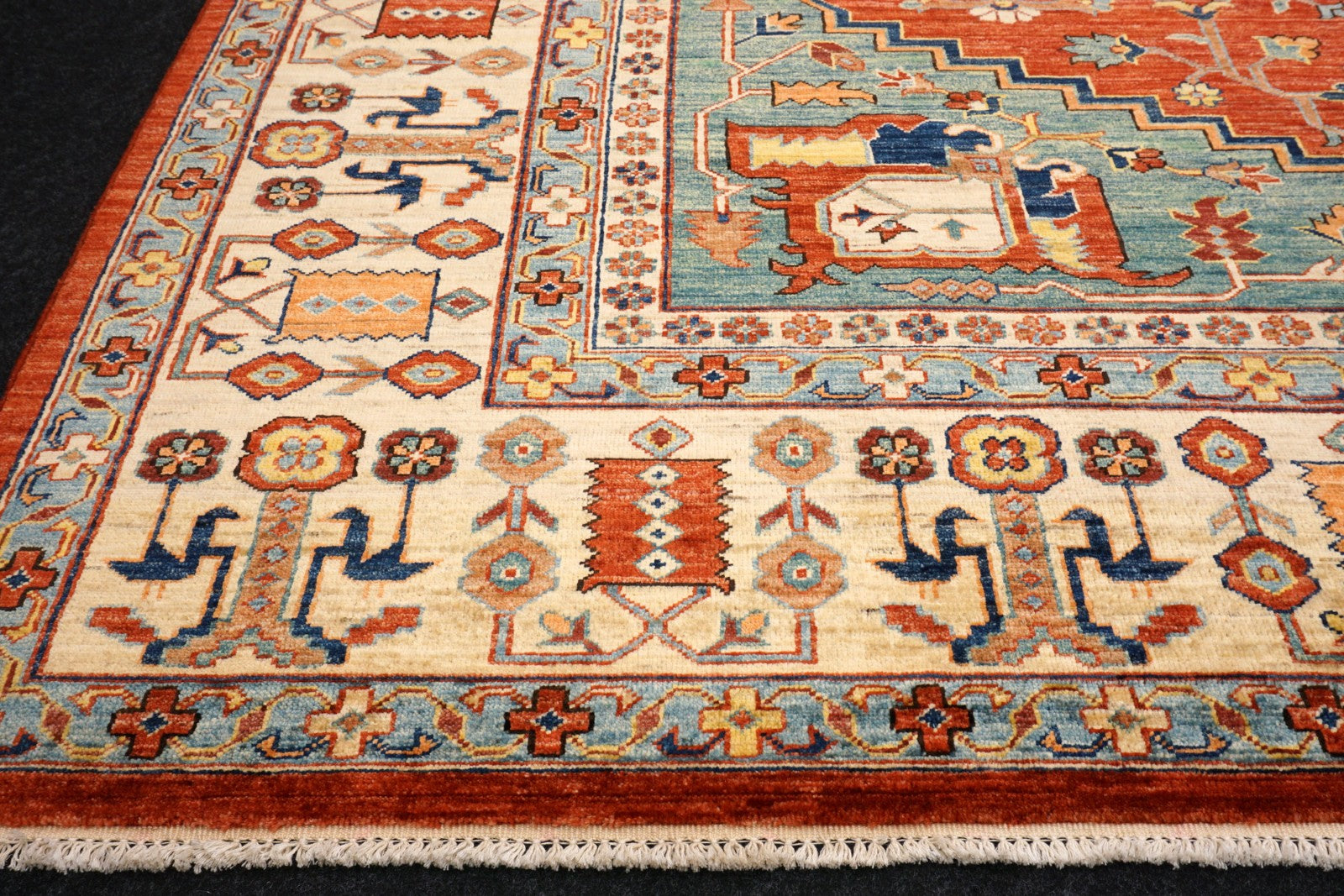 Heriz Serapi Orientteppich - Beige, Rot und Hellblau