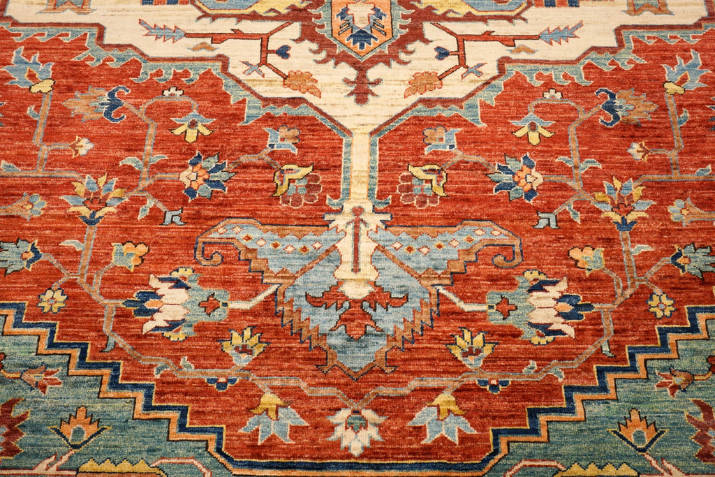 Heriz Serapi Orientteppich - Beige, Rot und Hellblau