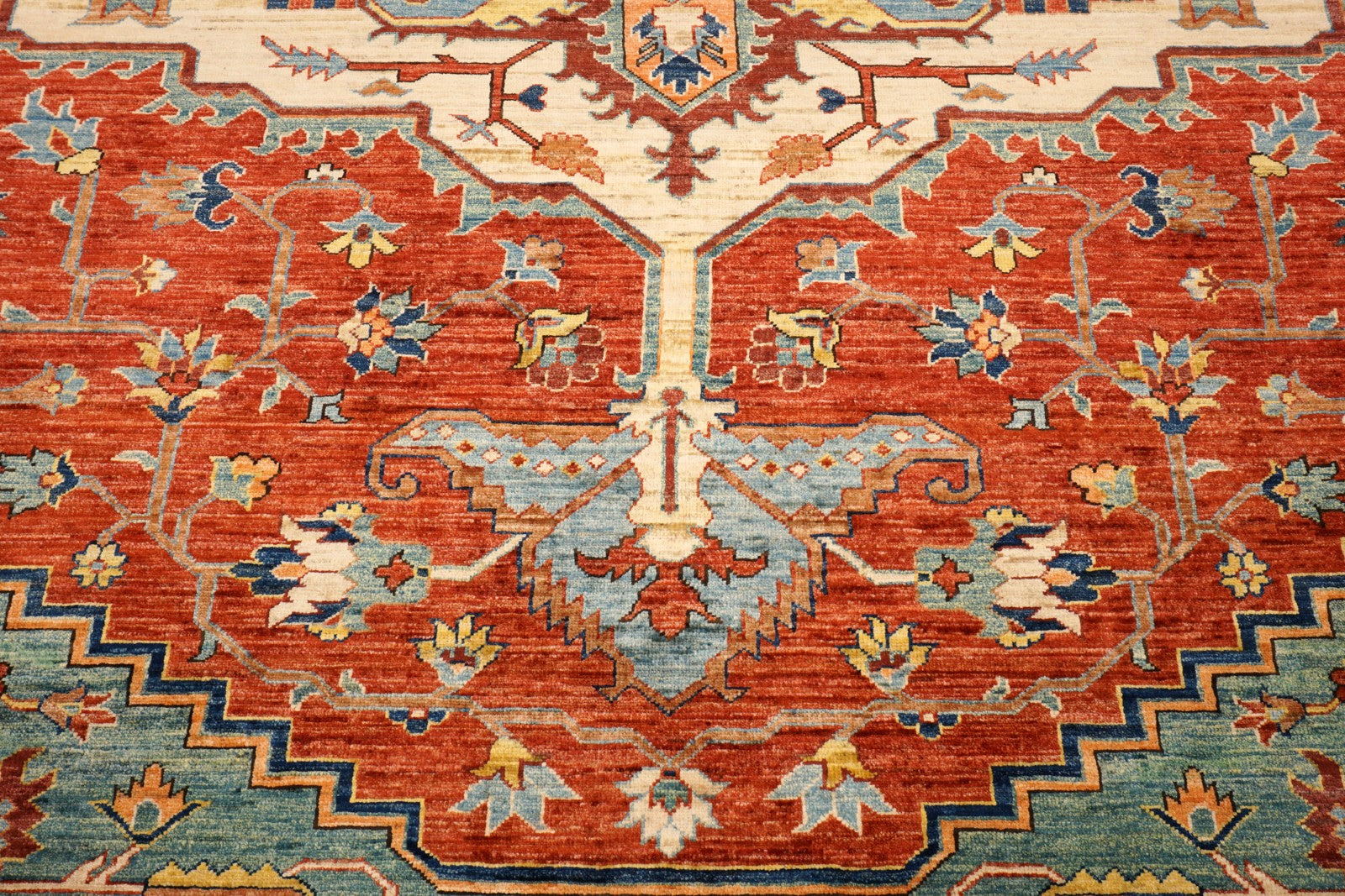 Heriz Serapi Orientteppich - Beige, Rot und Hellblau