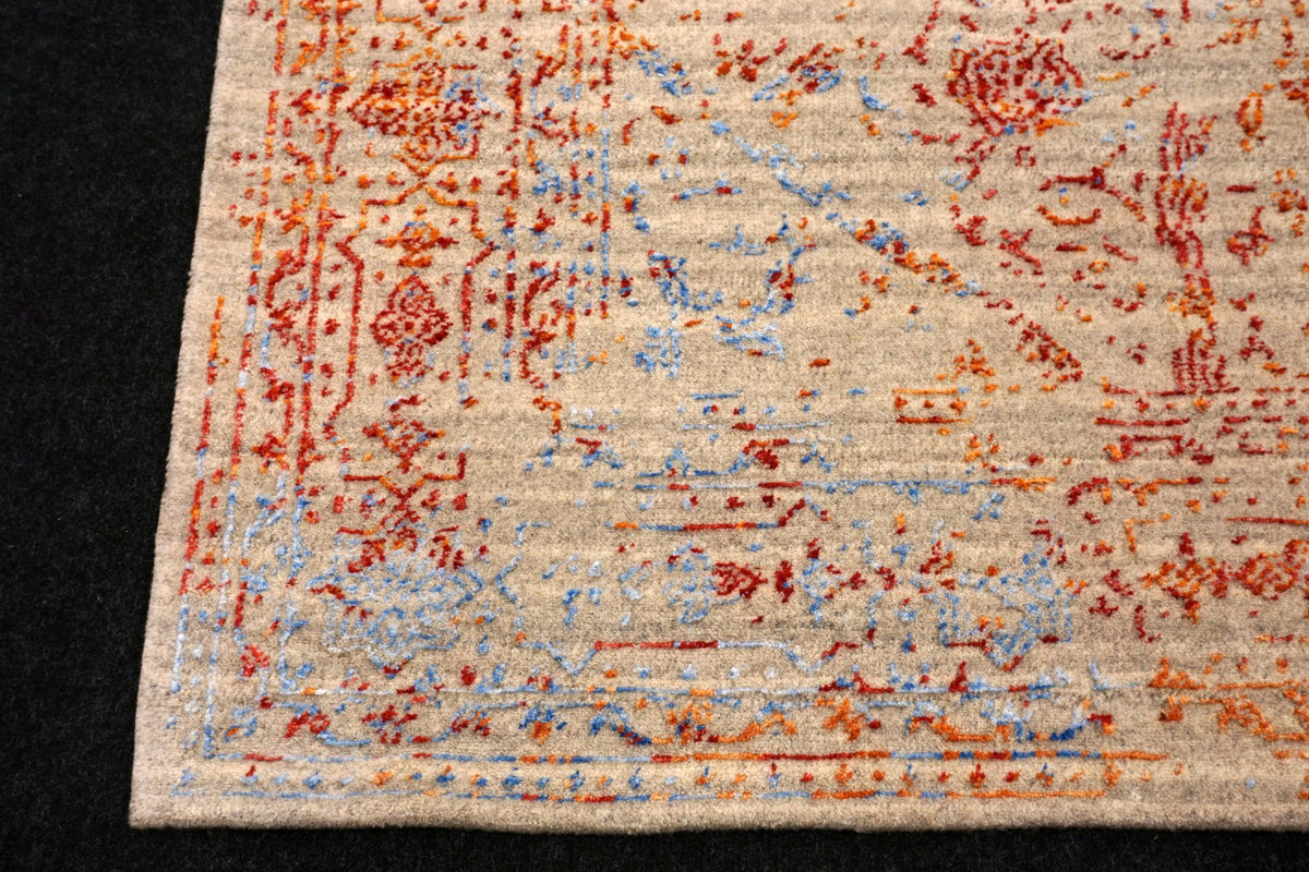 Designerteppich - Nain-Stil in Beige, Rot und Blau