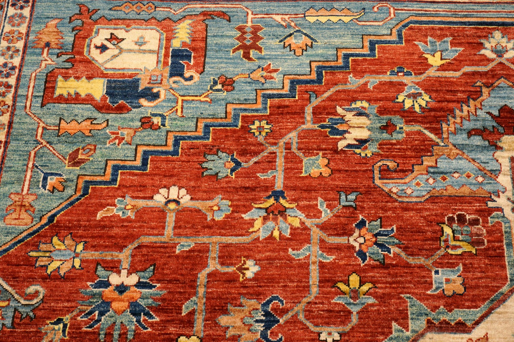 Heriz Serapi Orientteppich - Beige, Rot und Hellblau
