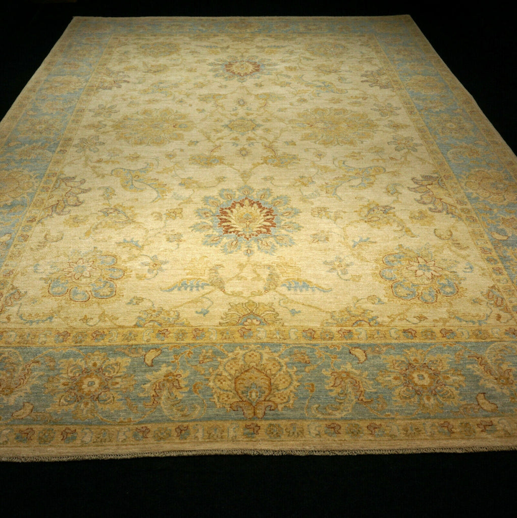 Ziegler 372 x 276 cm Beige Himmelblau Orient Teppich Handgeknüpft