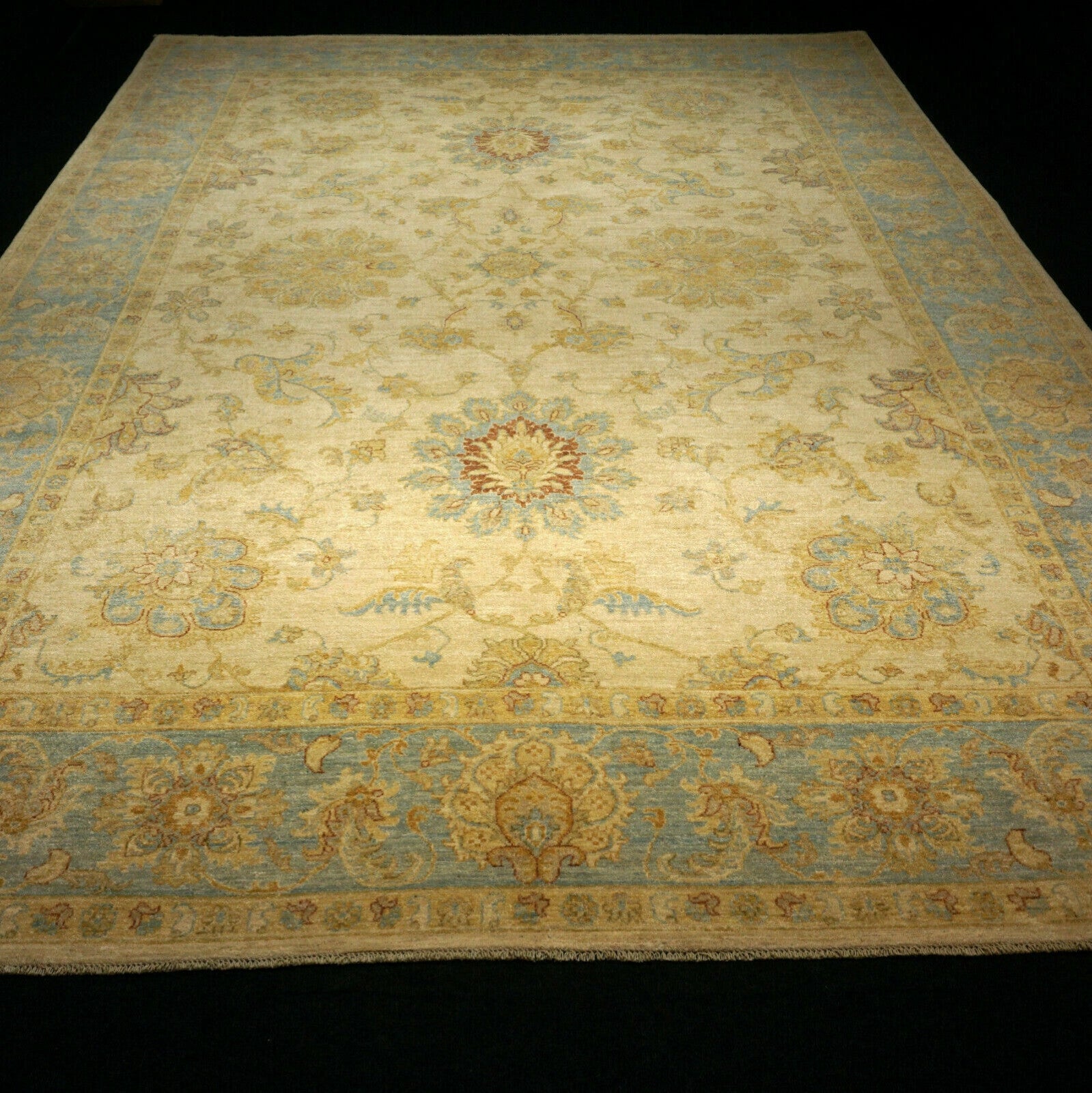 Ziegler 372 x 276 cm Beige Himmelblau Orient Teppich Handgeknüpft