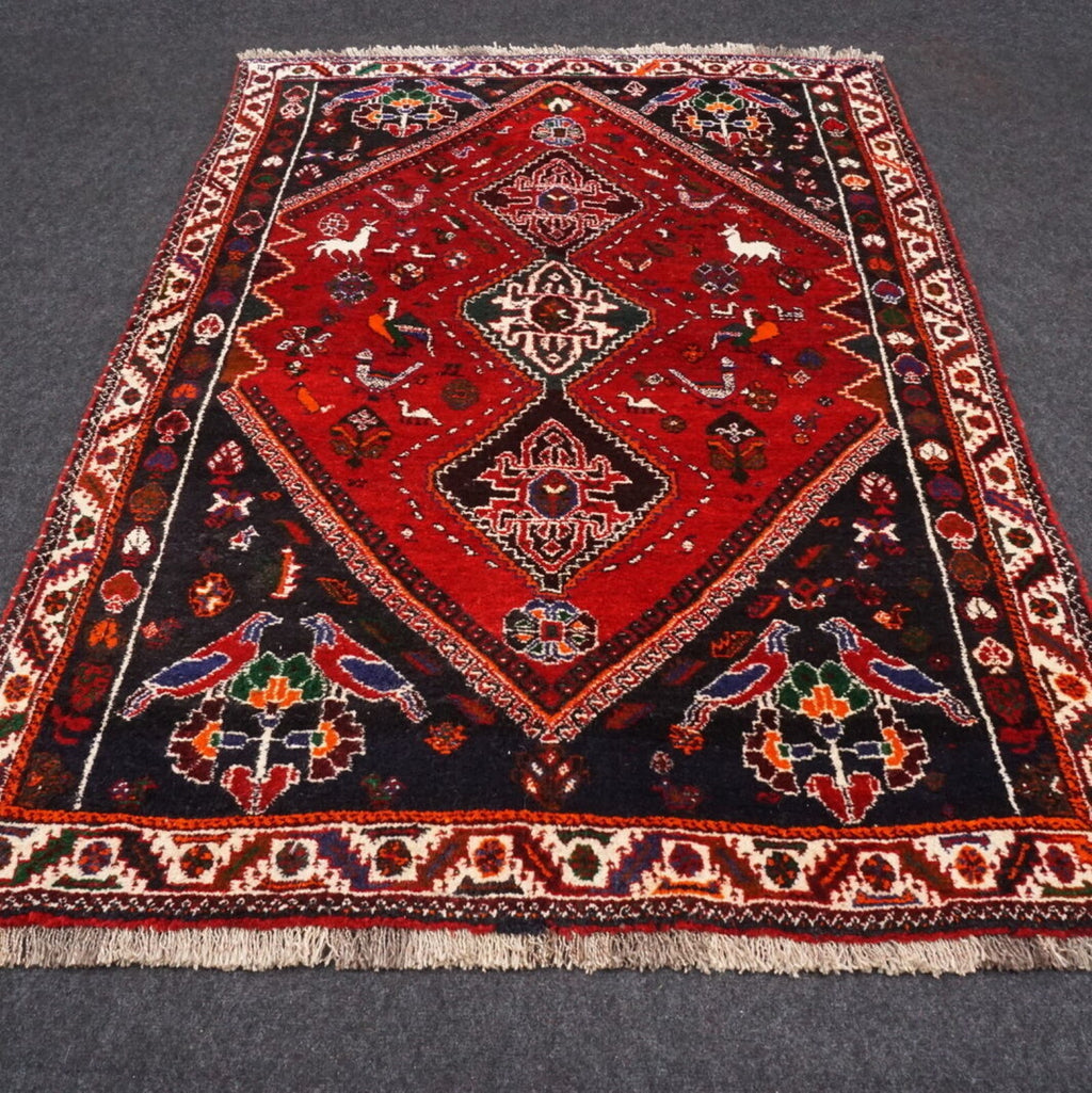 Gaschgai Schiraz 175 x 120 cm Dunkelrot Perserteppich Handgeknüpft