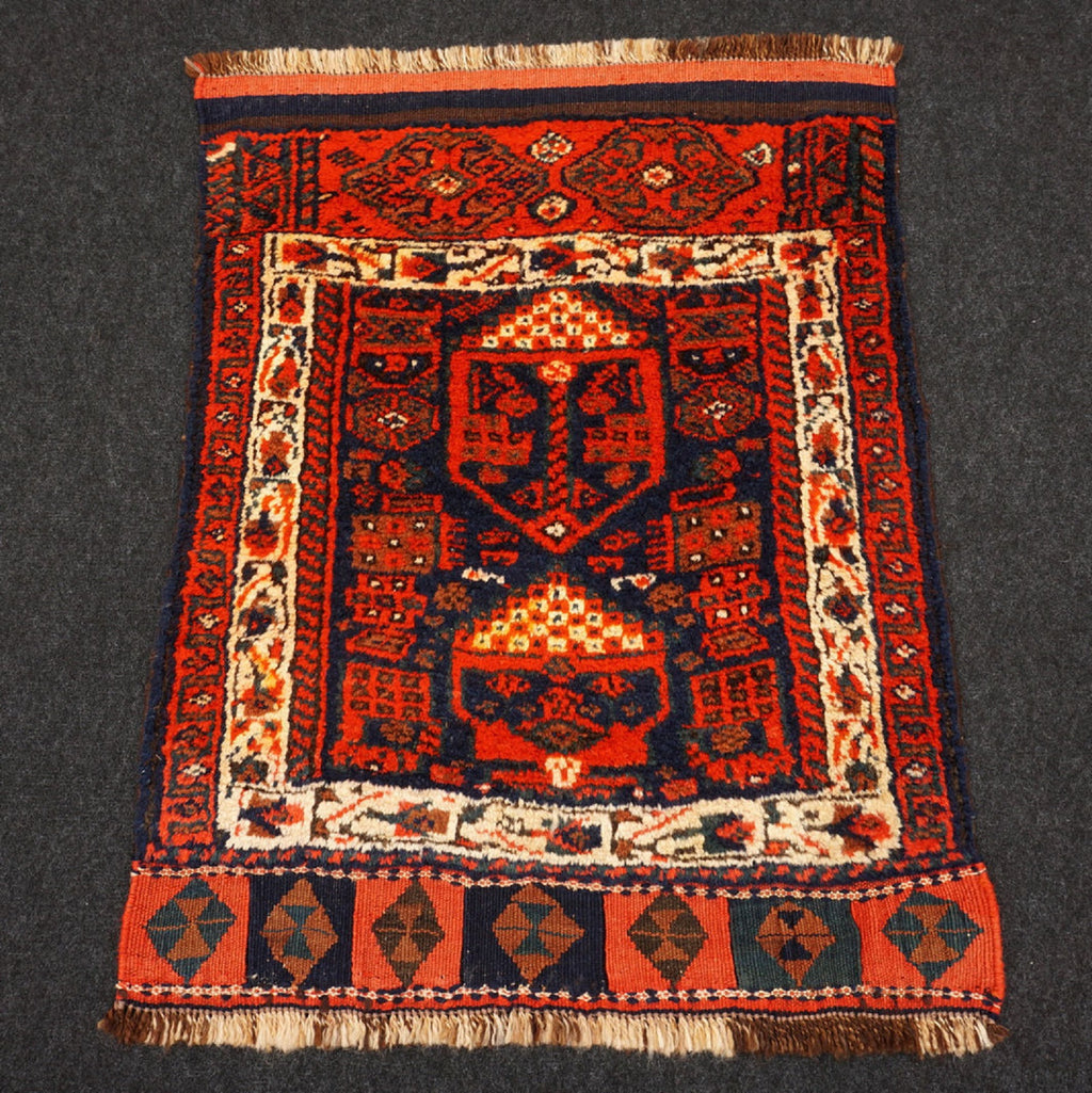 Afschar Orient Teppich 86 x 66 cm Schiraz Alt Nomaden Perserteppich