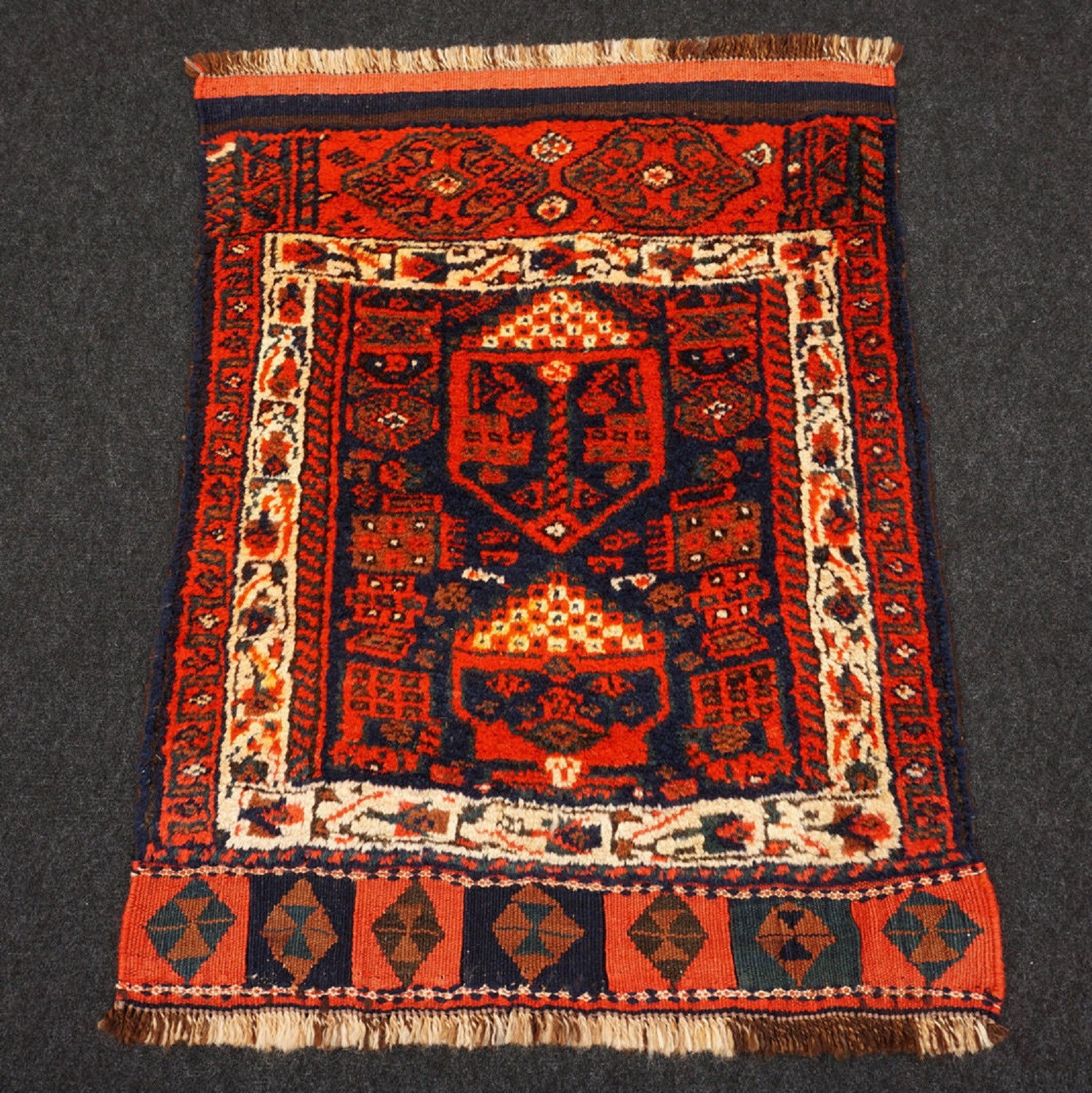 Afschar Orient Teppich 86 x 66 cm Schiraz Alt Nomaden Perserteppich