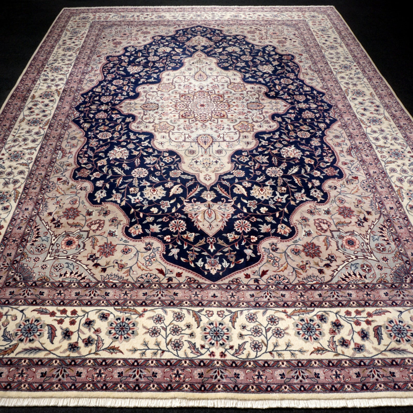 Täbriz China 355 x 254 cm Tabriz Orient Teppich Dunkelblau