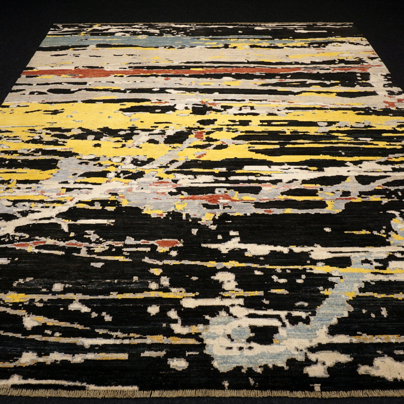 Designerteppich - abstrakt in Gold, Schwarz und Creme