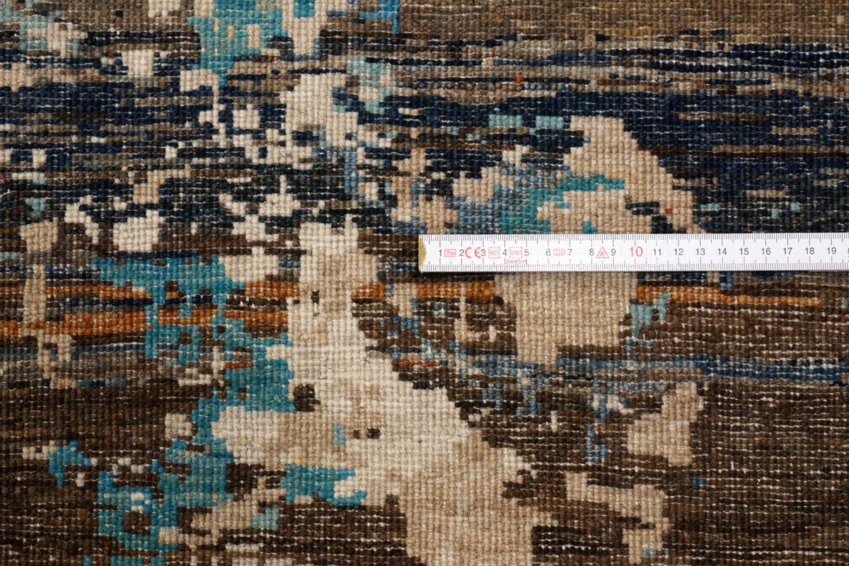Designerteppich - abstrakt in Braun, Beige und Türkis