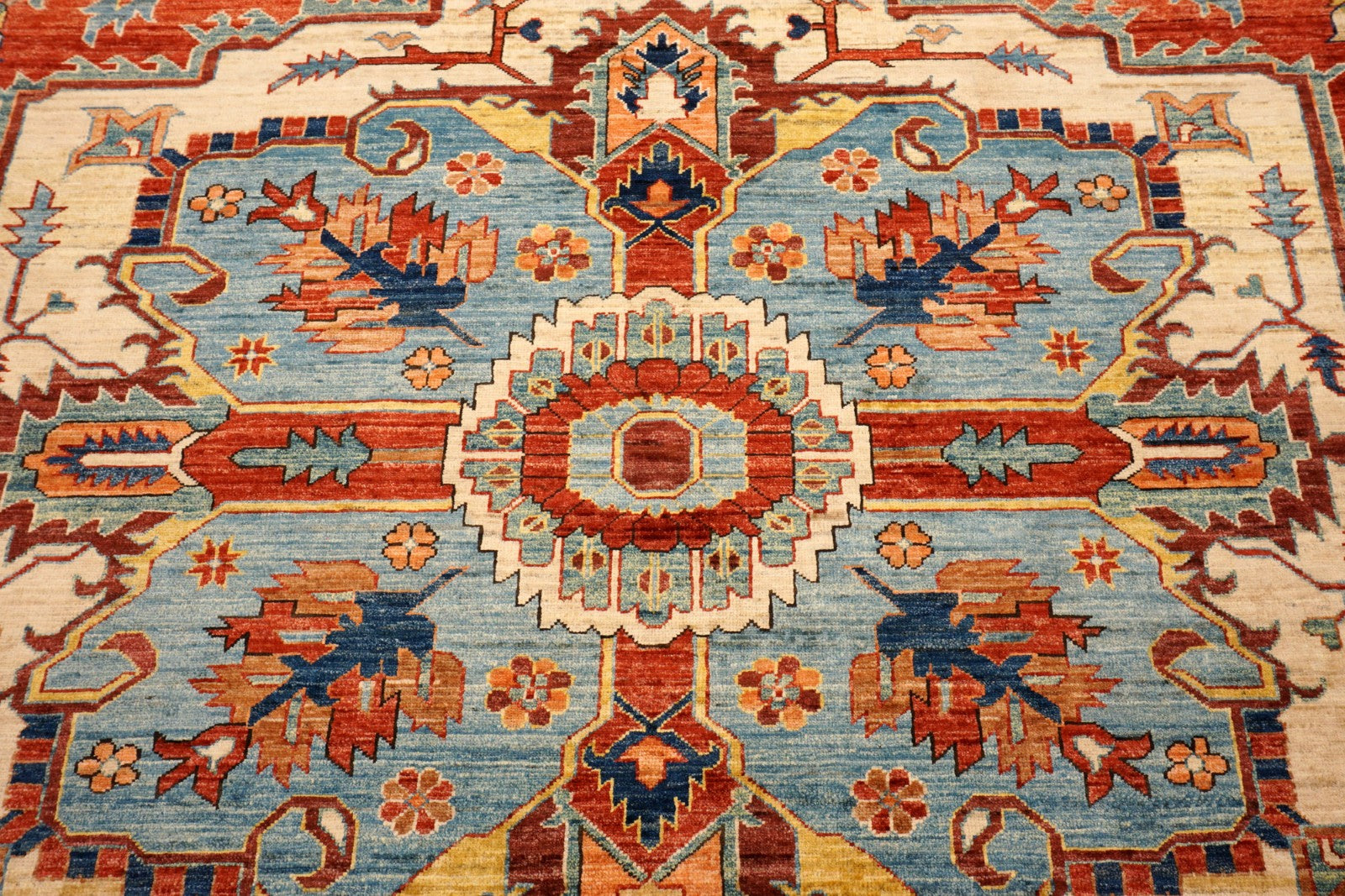 Heriz Serapi Orientteppich - Beige, Rot und Hellblau