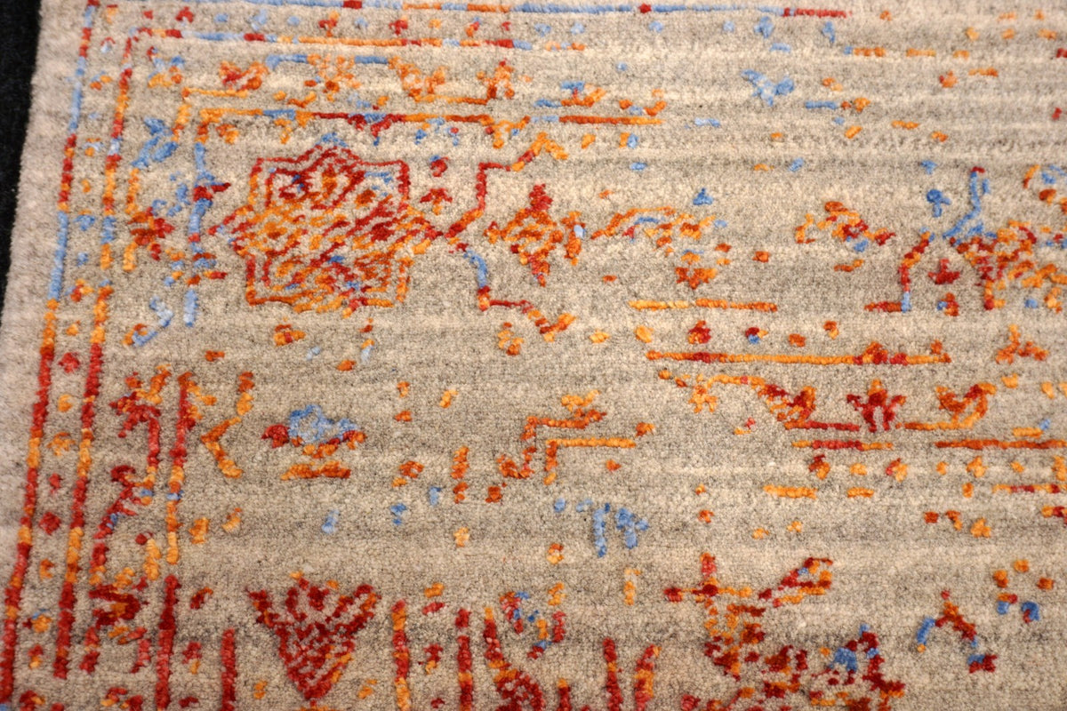 Designerteppich - Nain-Stil in Beige, Rot und Blau