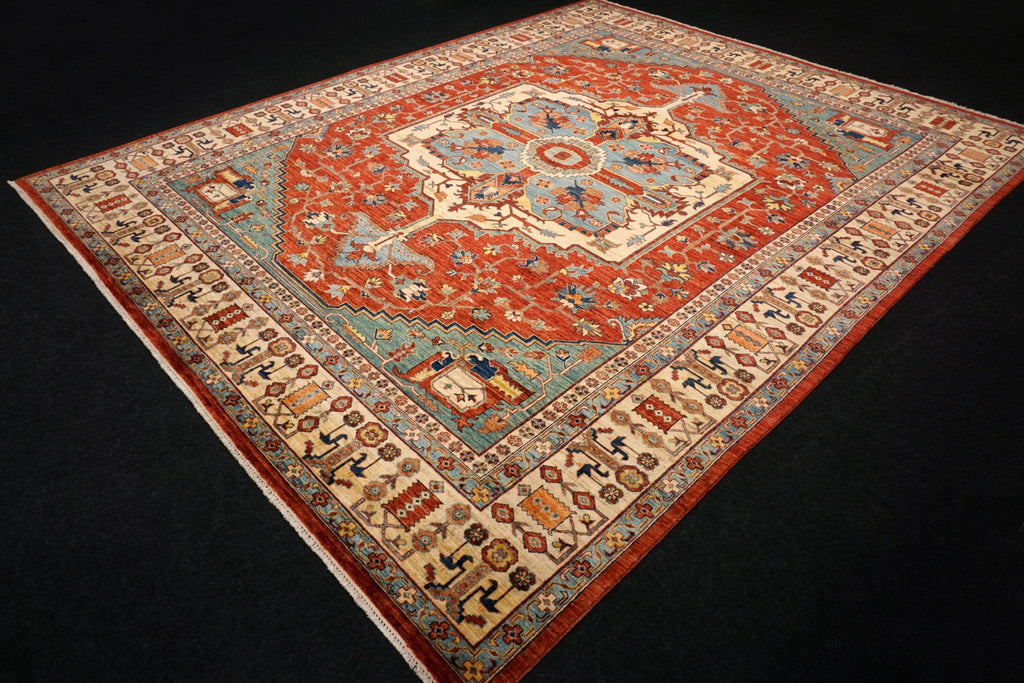 Heriz Serapi Orientteppich - Beige, Rot und Hellblau