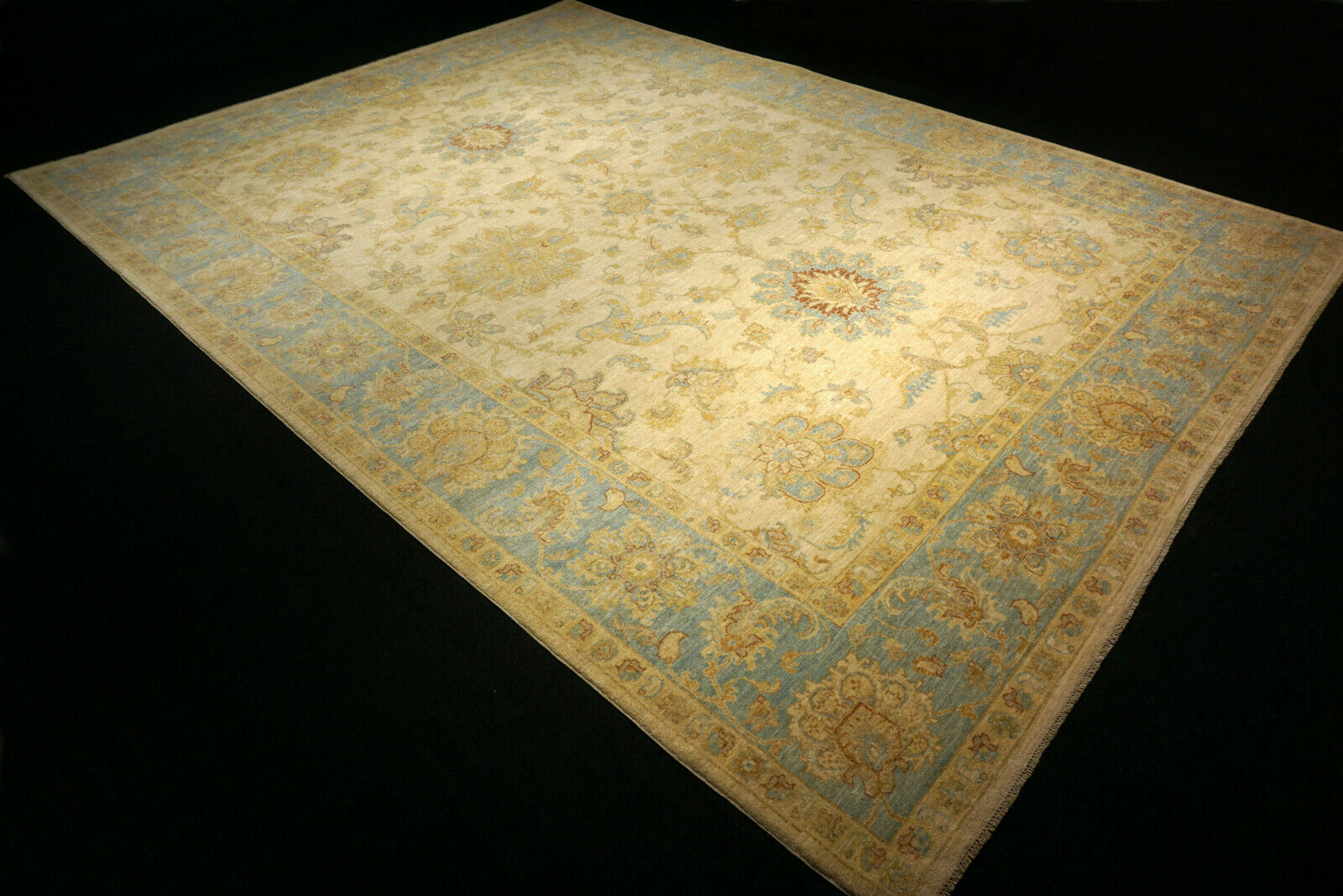 Ziegler 372 x 276 cm Beige Himmelblau Orient Teppich Handgeknüpft