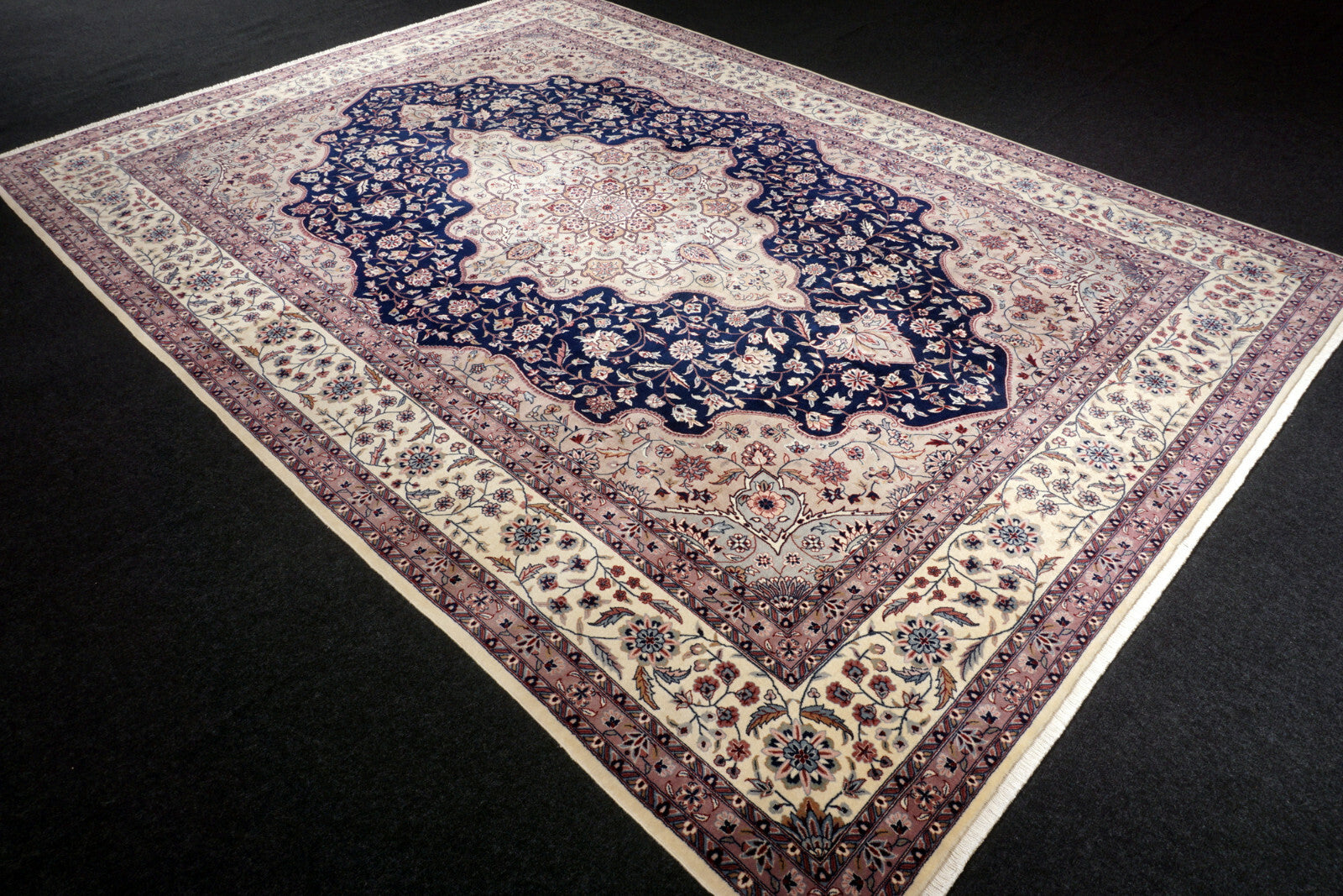 Täbriz China 355 x 254 cm Tabriz Orient Teppich Dunkelblau