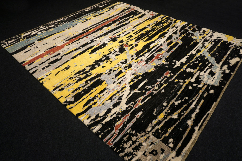 Designerteppich - abstrakt in Gold, Schwarz und Creme