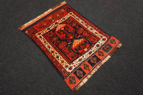 Afschar Orient Teppich 86 x 66 cm Schiraz Alt Nomaden Perserteppich