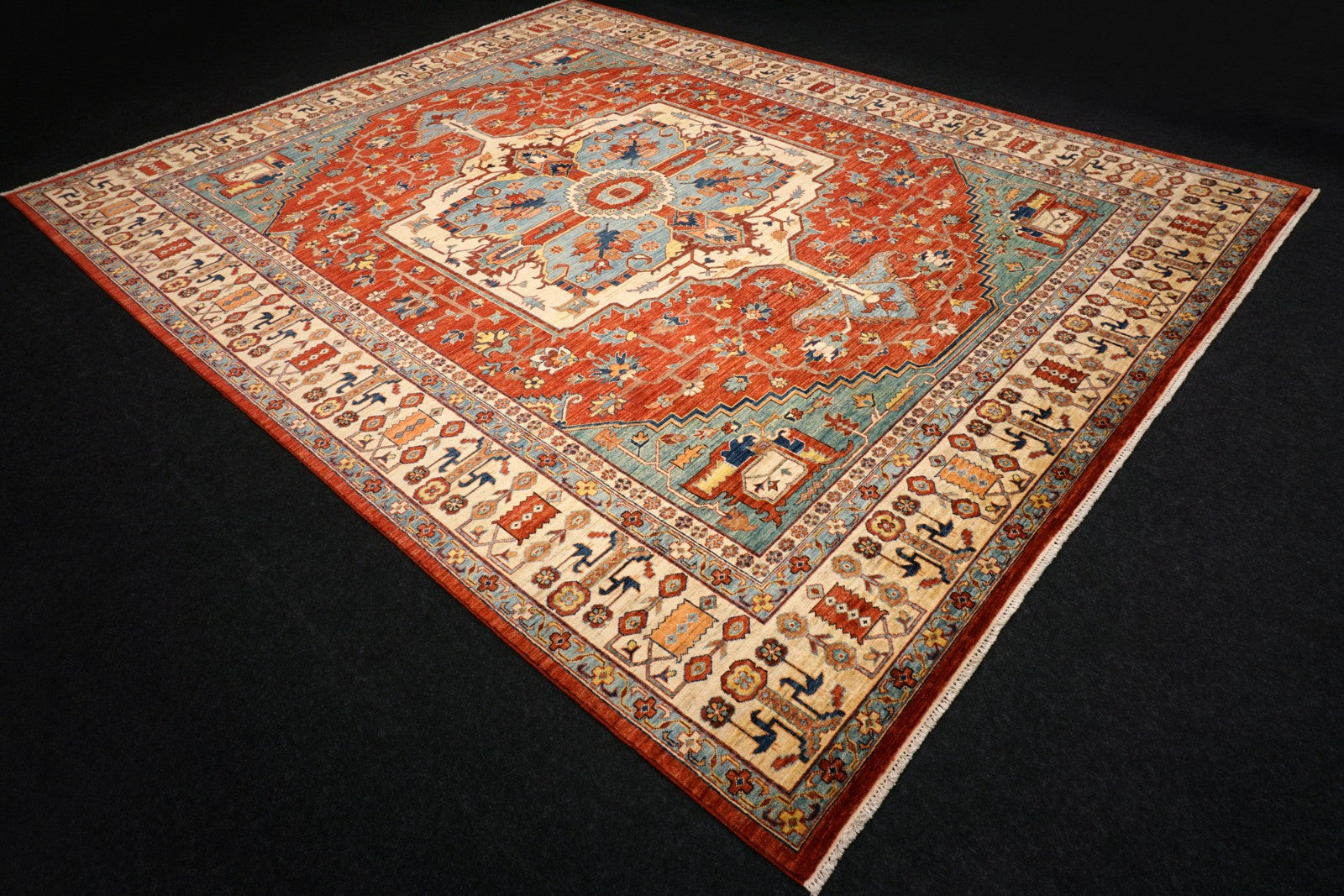 Heriz Serapi Orientteppich - Beige, Rot und Hellblau