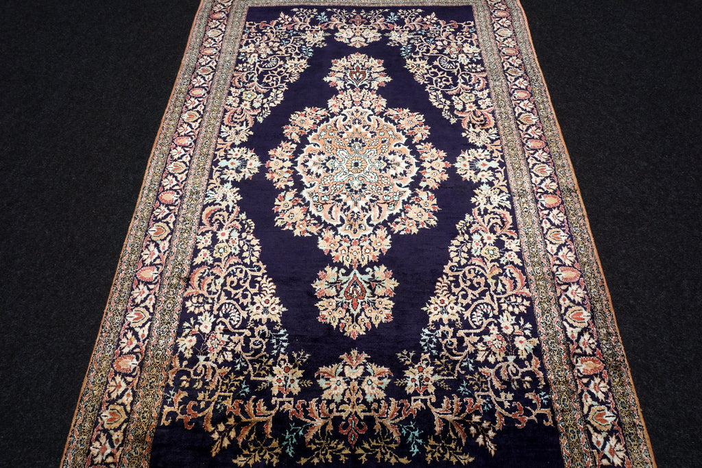 Ghom Seidenteppich 180 x 110 cm Perserteppich Dunkelblau