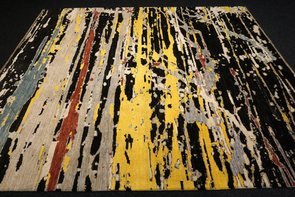 Designerteppich - abstrakt in Gold, Schwarz und Creme