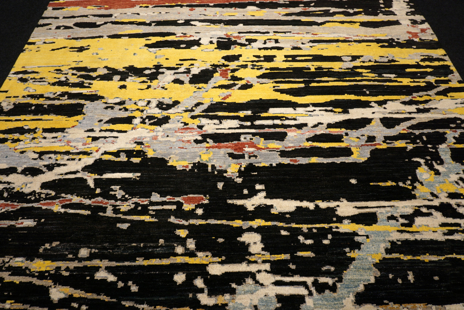 Designerteppich - abstrakt in Gold, Schwarz und Creme