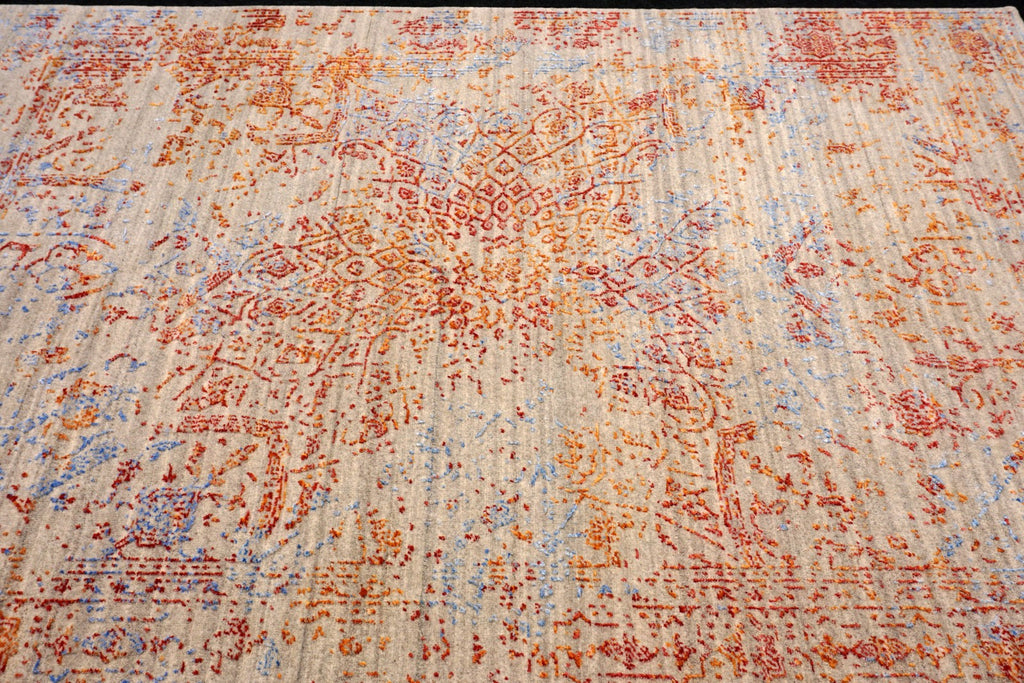Designerteppich - Nain-Stil in Beige, Rot und Blau