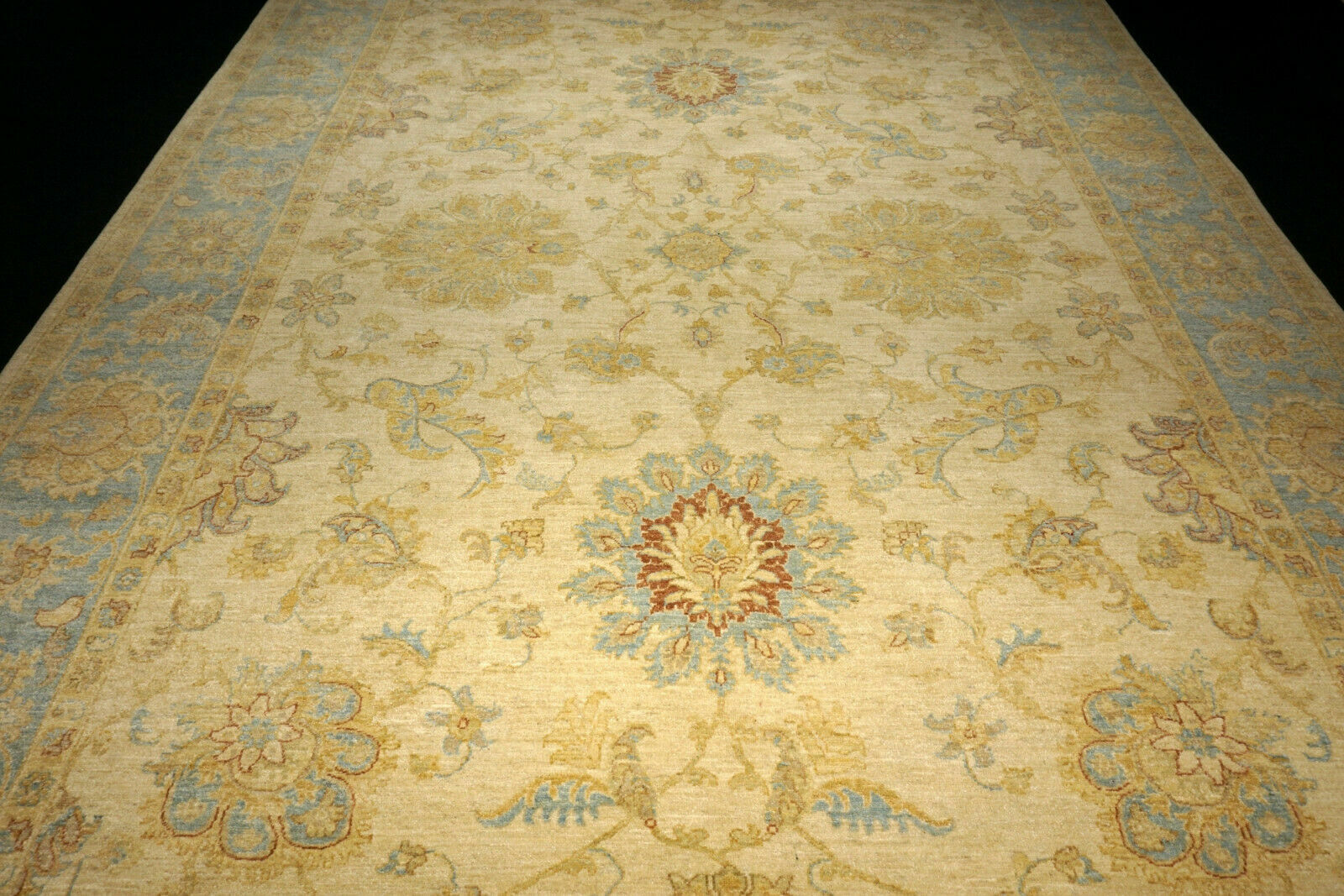 Ziegler 372 x 276 cm Beige Himmelblau Orient Teppich Handgeknüpft