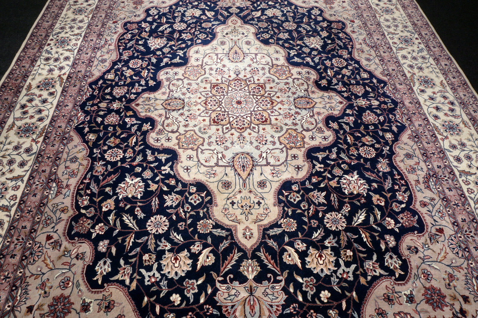 Täbriz China 355 x 254 cm Tabriz Orient Teppich Dunkelblau
