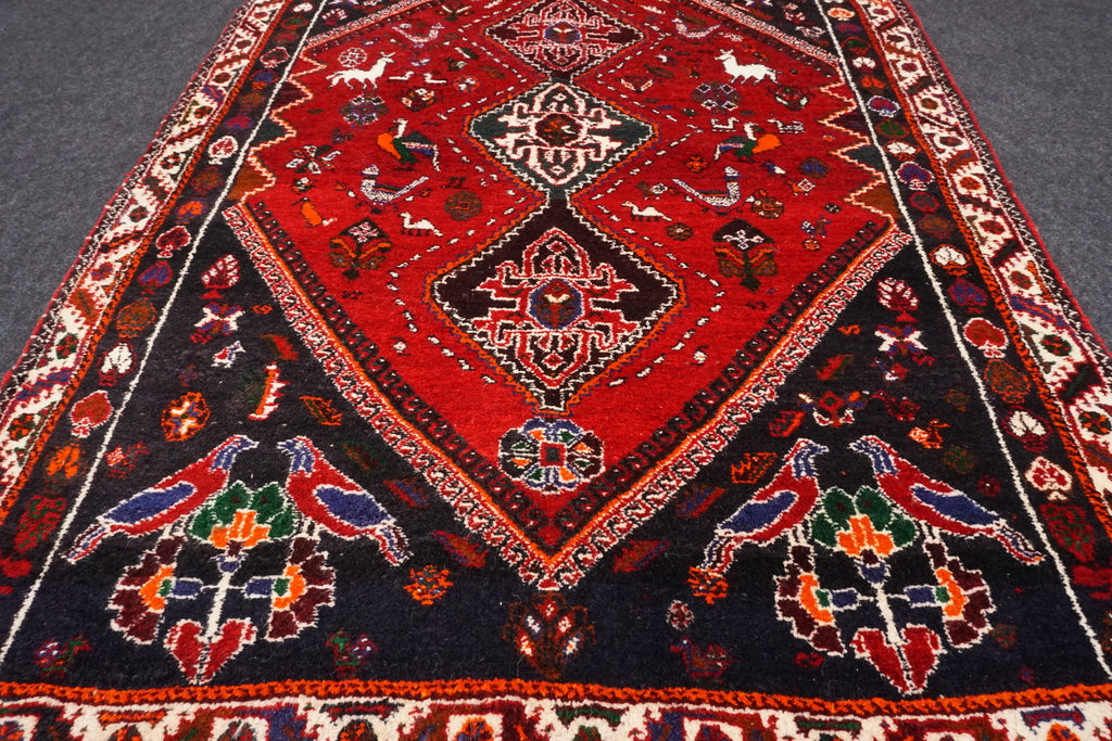 Gaschgai Schiraz 175 x 120 cm Dunkelrot Perserteppich Handgeknüpft