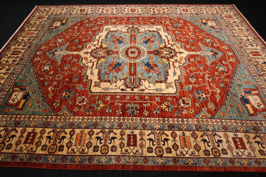 Heriz Serapi Orientteppich - Beige, Rot und Hellblau