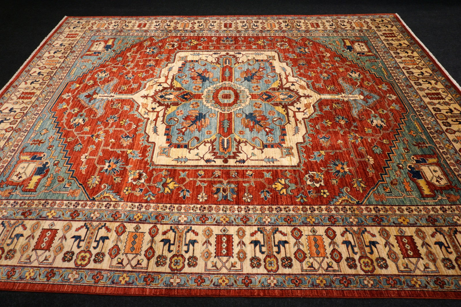 Heriz Serapi Orientteppich - Beige, Rot und Hellblau