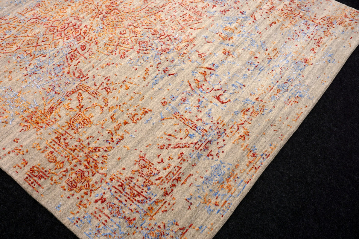 Designerteppich - Nain-Stil in Beige, Rot und Blau