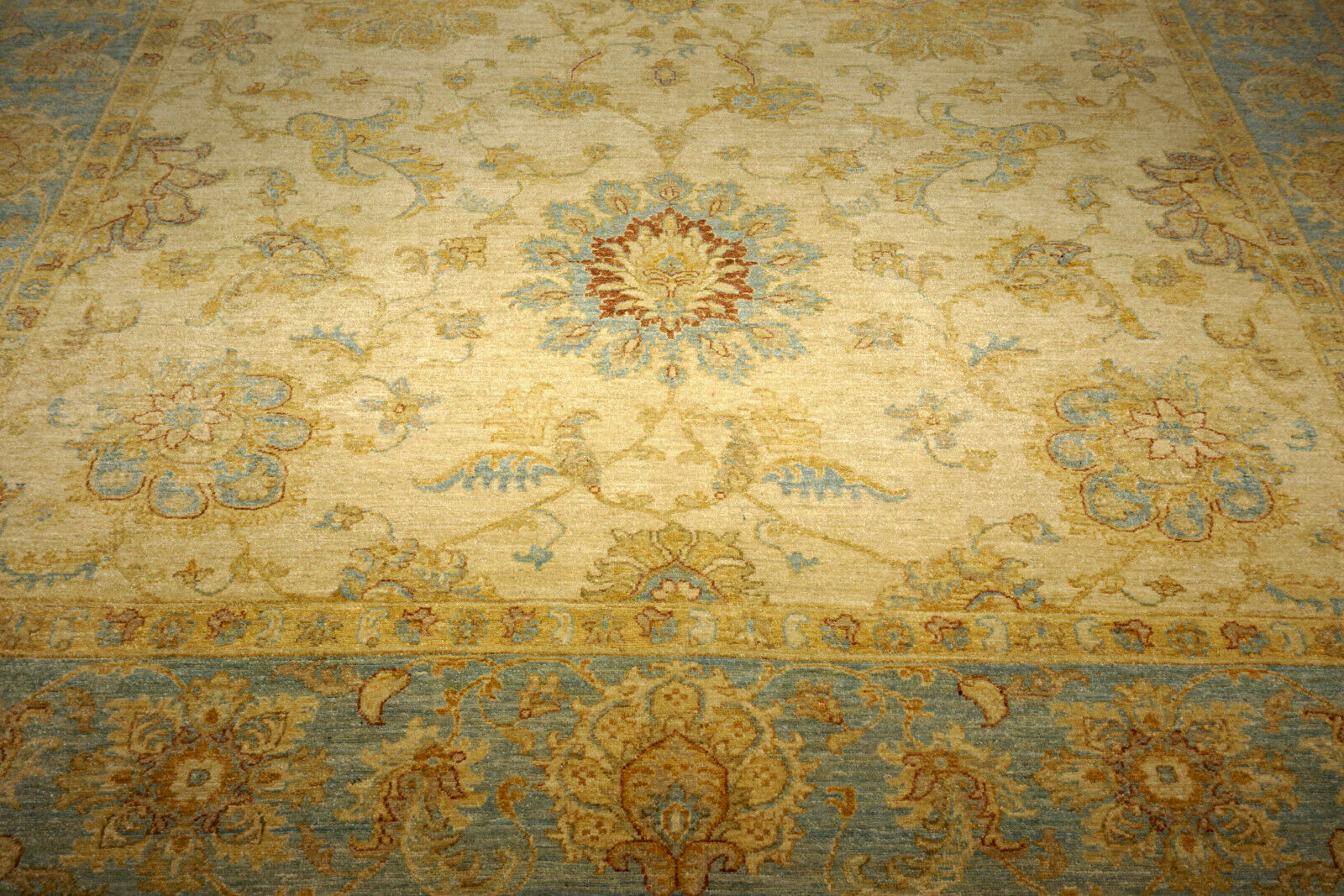 Ziegler 372 x 276 cm Beige Himmelblau Orient Teppich Handgeknüpft
