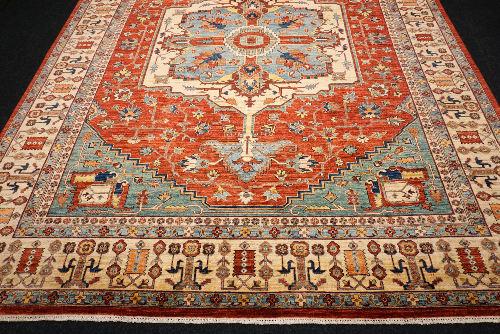 Heriz Serapi Orientteppich - Beige, Rot und Hellblau