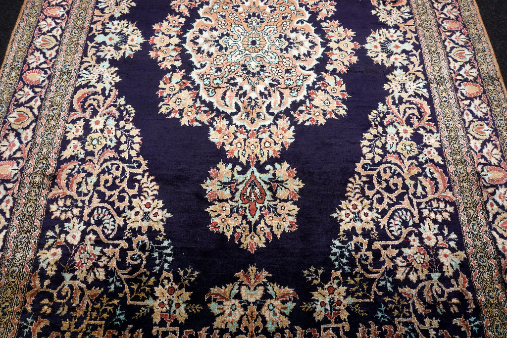 Ghom Seidenteppich 180 x 110 cm Perserteppich Dunkelblau
