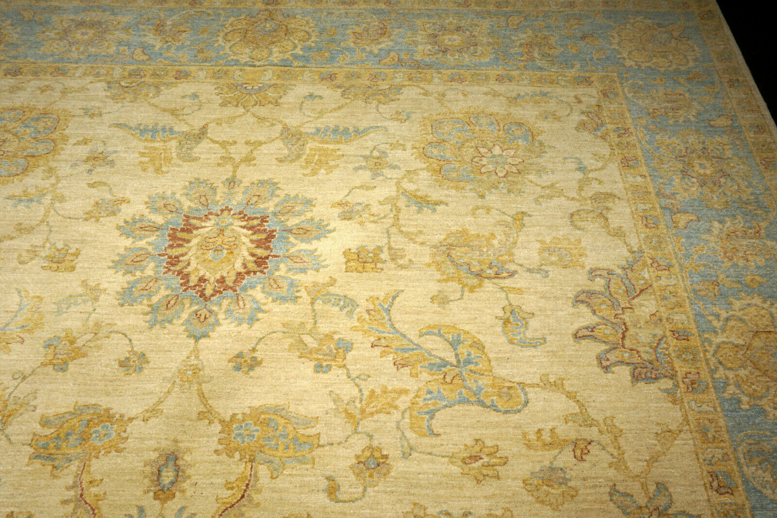 Ziegler 372 x 276 cm Beige Himmelblau Orient Teppich Handgeknüpft