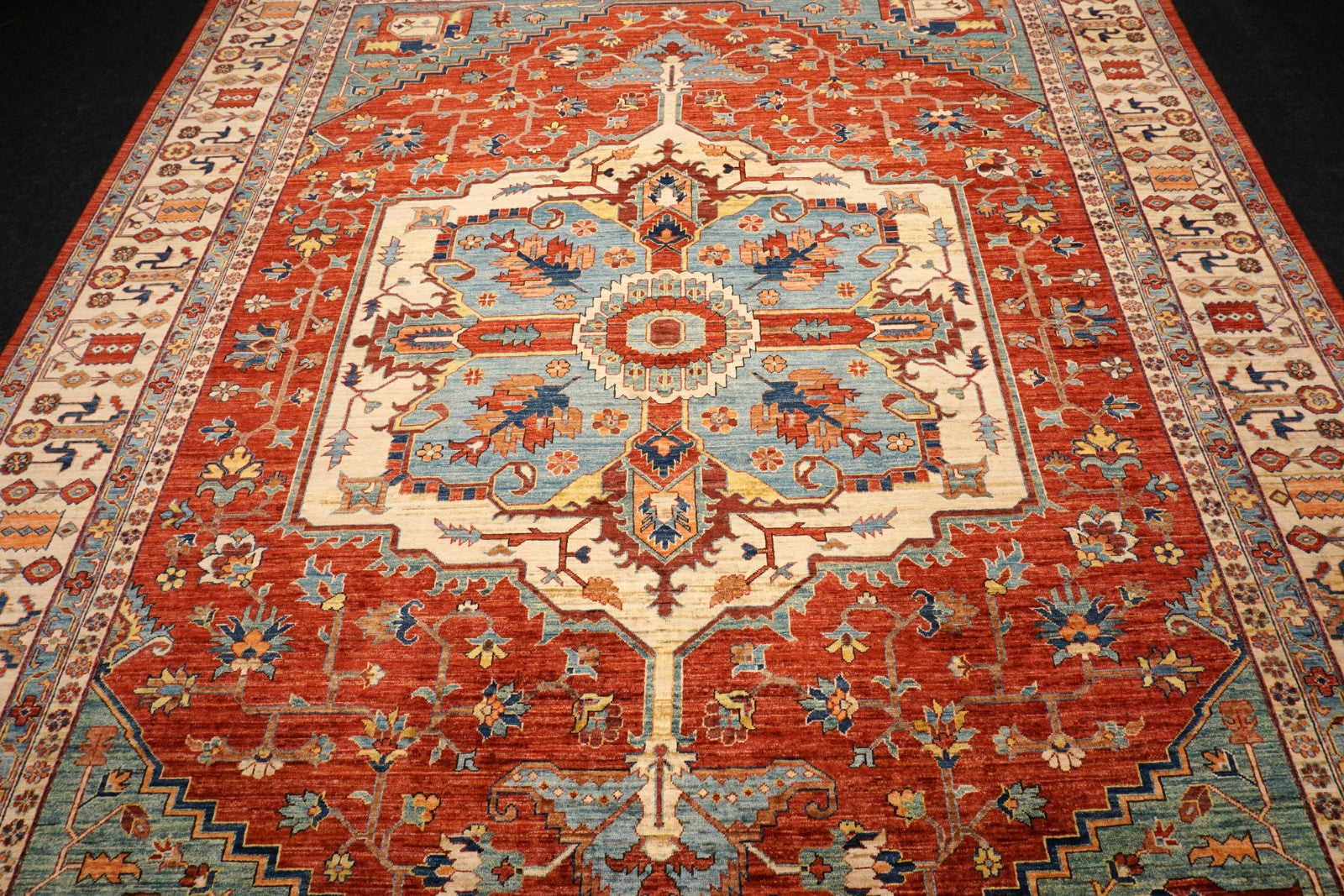Heriz Serapi Orientteppich - Beige, Rot und Hellblau