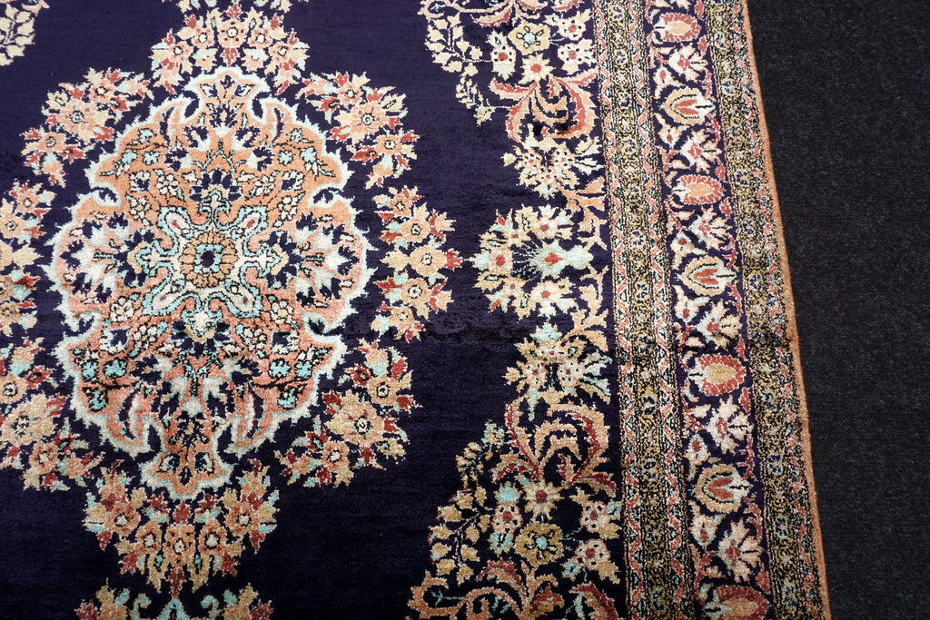 Ghom Seidenteppich 180 x 110 cm Perserteppich Dunkelblau