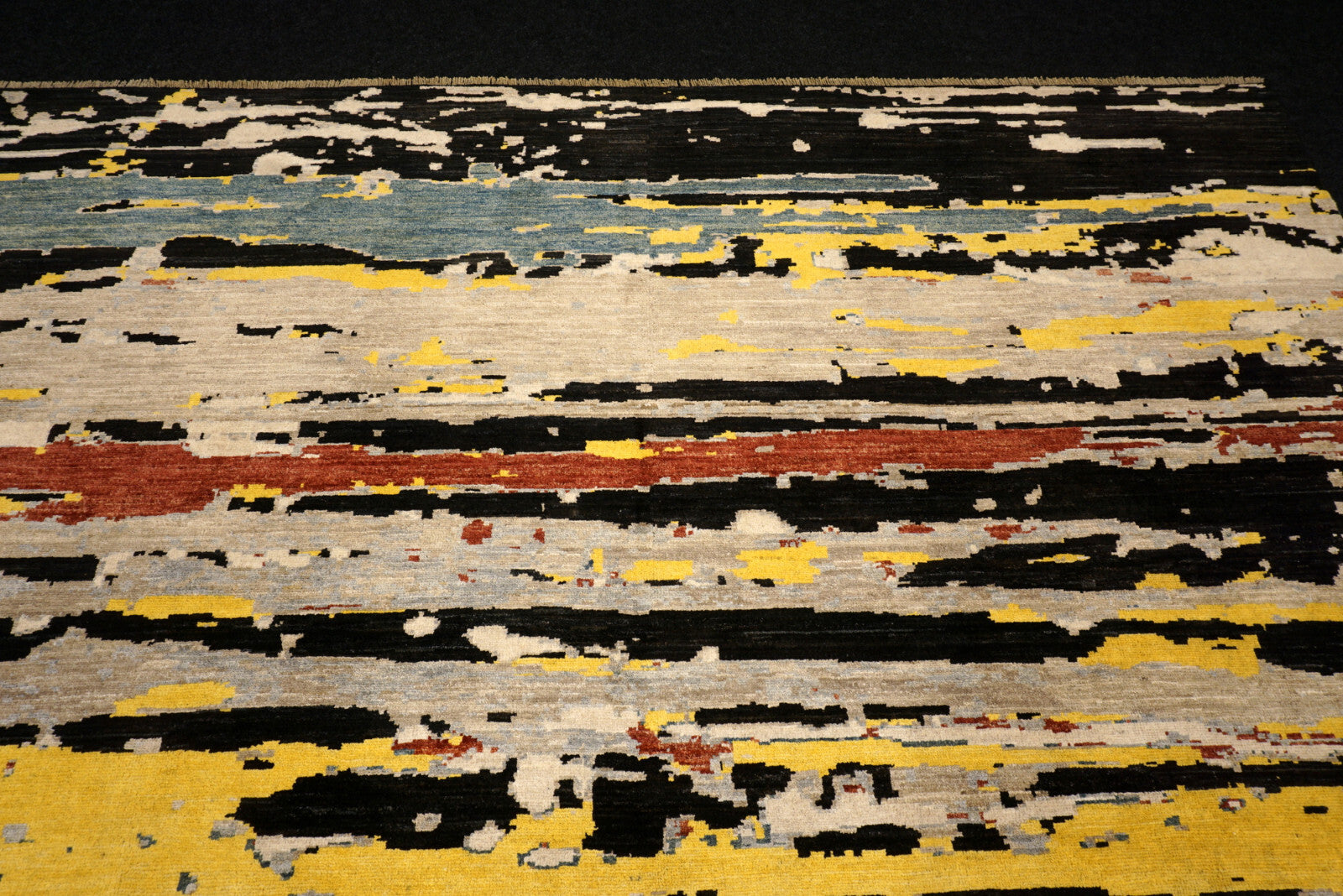 Designerteppich - abstrakt in Gold, Schwarz und Creme